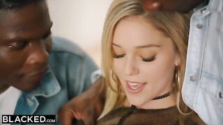 A beautiful blonde girl was fucked by six black men in a hot gangbang