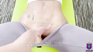 A naive yoga student gets her ass smashed after stretching