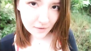 The first girl the guy met in a new city got fucked outdoors
