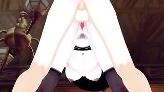 Alcina Dimitrescu gets fucked doggystyle, hand job cum on face in anime