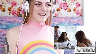 Carly Rae Summers reacts to intense James Deen vs Sara Luvv scene