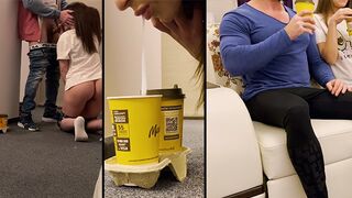 A delivery guy got his cock sucked by a wife in a hot cuckold scene