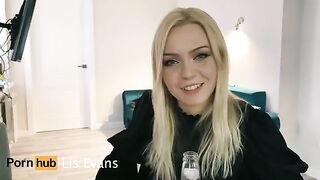 A beautiful neighbor came to visit and offered a blowjob, showcasing Lis Evans’ stunning 34C curves