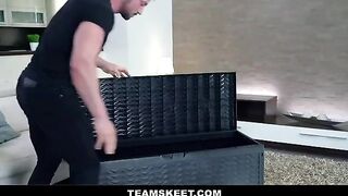 Cute girl Lana Roy fucks with a young man’s huge cock