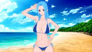 Busty girl Vivi from One Piece gets fucked on the beach in this hot hentai video
