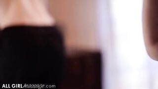 The masseuse oiled Lena Paul’s body, caressing her tits