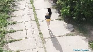 The guy with a drone spies on a babe taking a piss and fucks her