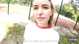 A student gets a good mark from her teacher for sex in the rain