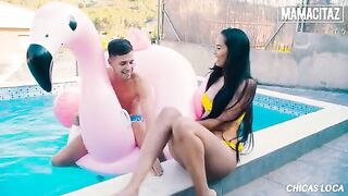 Petite brunette with big ass Andreina Deluxe enjoys sex with a huge dick in public