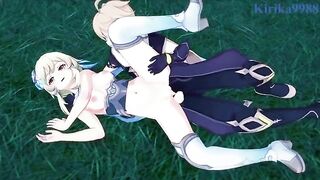 Aether and Futa Lumine fucked in the meadow - Genshin Impact