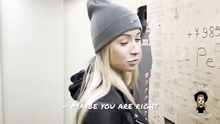 A blonde woman fucks with her neighbour while her husband is watching TV
