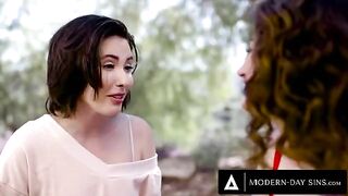 Casey Calvert and Arabelle Raphael share a thick dick in an intense FFM threesome