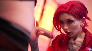 A sexy cosplay girl made a bold move, getting intimate with a stranger in a daring spot