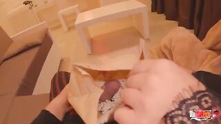 He secretly put his dick in popcorn for sexy stepmom