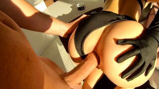 Please, my beautiful lady, destroy my ass with your huge cock