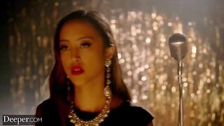 The sultry singer Alexia Anders gets overwhelmed by Anton's impressive size in this intense scene from Deeper, known for its passionate and erotic content. The scene showcases Alexia's seductive charm and her undeniable attraction to Anton's commanding pr