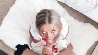 Littlebuffbabe is a crazy bitch who loves to suck cock, especially before a wild Halloween party. Known for her insane riding skills and tight pussy that can make any guy cum multiple times, as seen in her popular videos like the one where she bets she ca