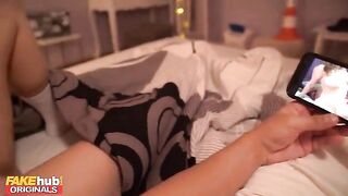 A step sister with a nice ass gets horny at night and fucks
