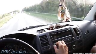 Horny hitchhiker Little Caprice gets banged in the car on streetwork