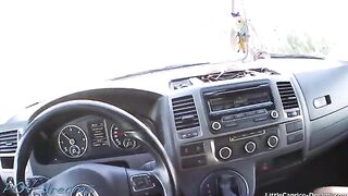 Horny hitchhiker Little Caprice gets banged in the car on streetwork
