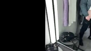 A man came to the fitting room with his dick in his hand, a risky move