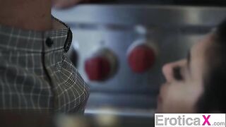 A very hot couple who like to have sex in the kitchen, pure AF