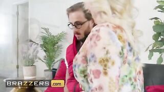 Hot MILF Morgan Taylor teaches her neighbor to kiss in steamy action