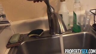 Exotic babe with big tits gets fucked by her landlord in HD