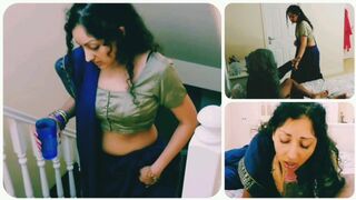 Young girl gave a blowjob to her old man, deepthroating with extreme gagging