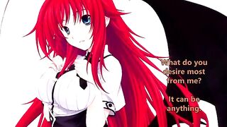 Rias welcomes her new servant in a provocative style