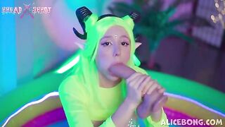 Sperm flows over the body of a naughty girl who loves to play with toys