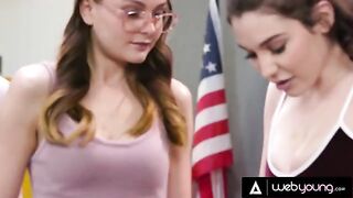 Two girls in detention experiment with masturbation and lesbian sex