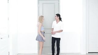 Skinny blonde Madison Summers fucked in the kitchen with intense passion