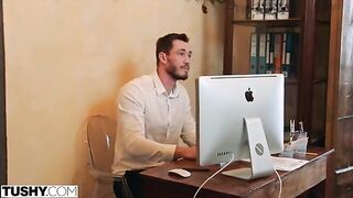 Nancy has anal sex with her handsome and sexy coworker