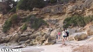 Stranded and horny, stunning Sia enjoys wild beach pose