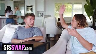 Lusty dudes pretend to be stepsisters' boyfriends and get fucked