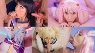 Best cosplay deepthroat blowjob compilation featuring Alice Bong’s skills