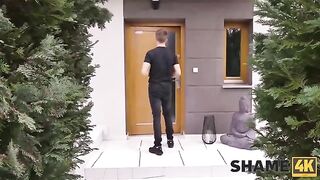 A woman has an unexpected encounter with her neighbor