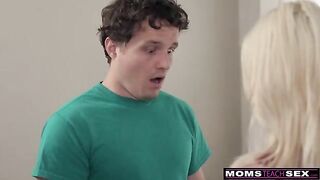 Stepson's fantasy is to be fucked by a hot MILF stepmom and tuck him in