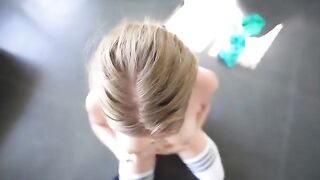 Fitness girl has sex with her coach in gym