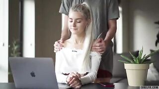 Eva Elfie gets creampied in her tight pussy during a zoom class