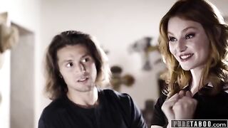 A red-haired widow Lacy Lennon was seduced by her husband in a taboo encounter