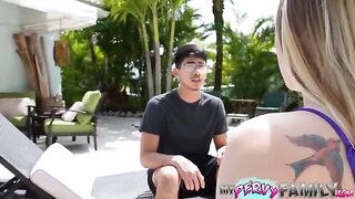 The stepsister is getting out of a wet pussy to hide from her stepbrother