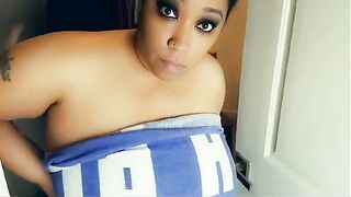 Stepson seduced and fucked his ebony fat stepmom in the closet