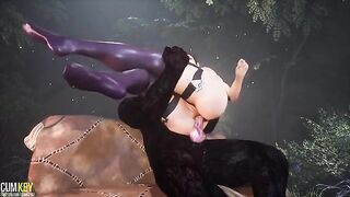 Busty beauty gets her asshole gapped by a wild 3D monster in an intense scene