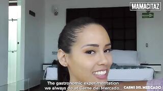Skinny brunette teen Andreina De Luxe shakes big booty on a cock