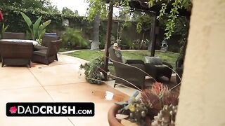 Fit girl lets pervert stepdad finger and fuck her by the pool in taboo action