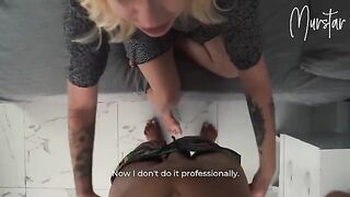 A stunning woman is getting fucked by a man from the cleaning company