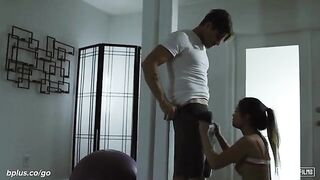 A couple gets down and dirty in a steamy workout session