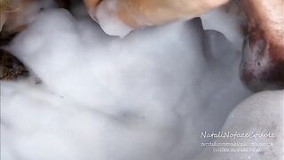 Horny blonde gives me a blowjob in the bath and more